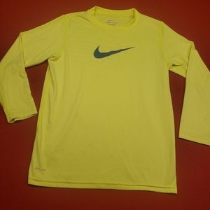 Nike mens size S yellow/gray dri-fit long sleeve T